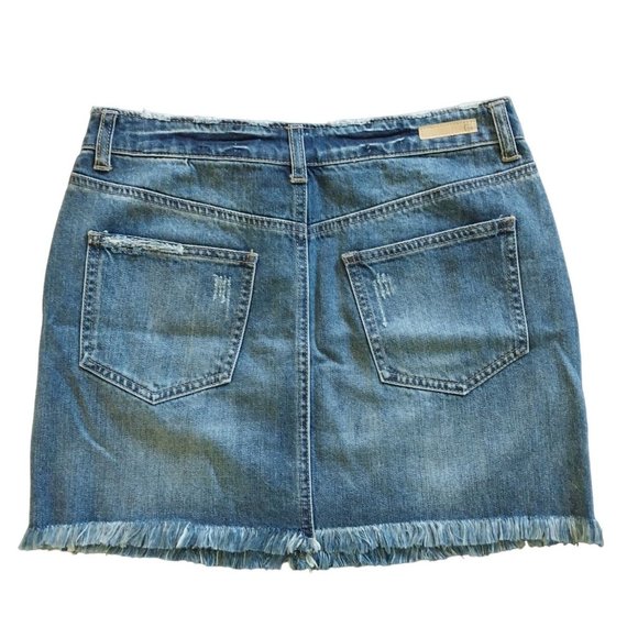 True Craft Denim Jean Distressed Cotton Mini Skirt Sz 5 - Picture 2 of 10